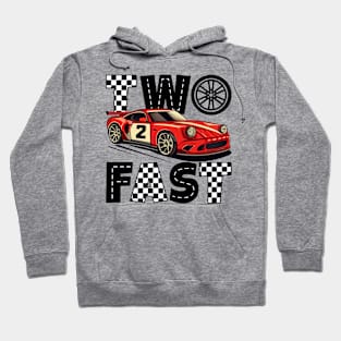 Two Fast 2 Curious Racing Birthday 2 Years Old Boys B-day Hoodie